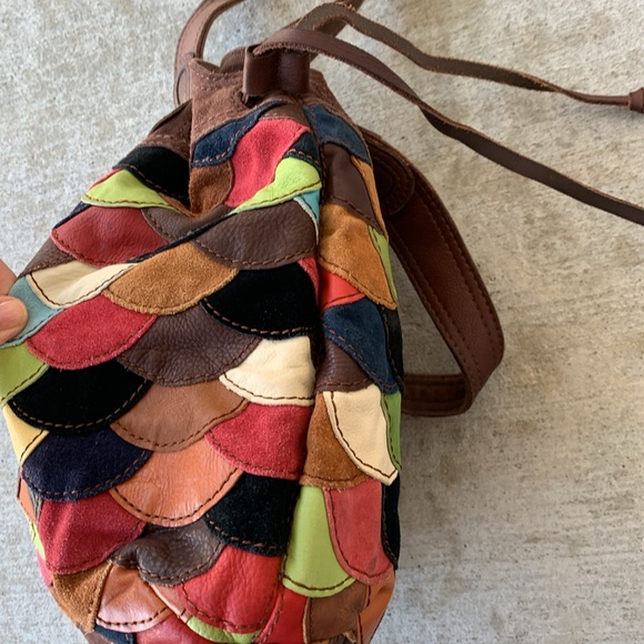 Lucky Brand Scalloped Patchwork Boho Suede Purse - Picture 16 of 16